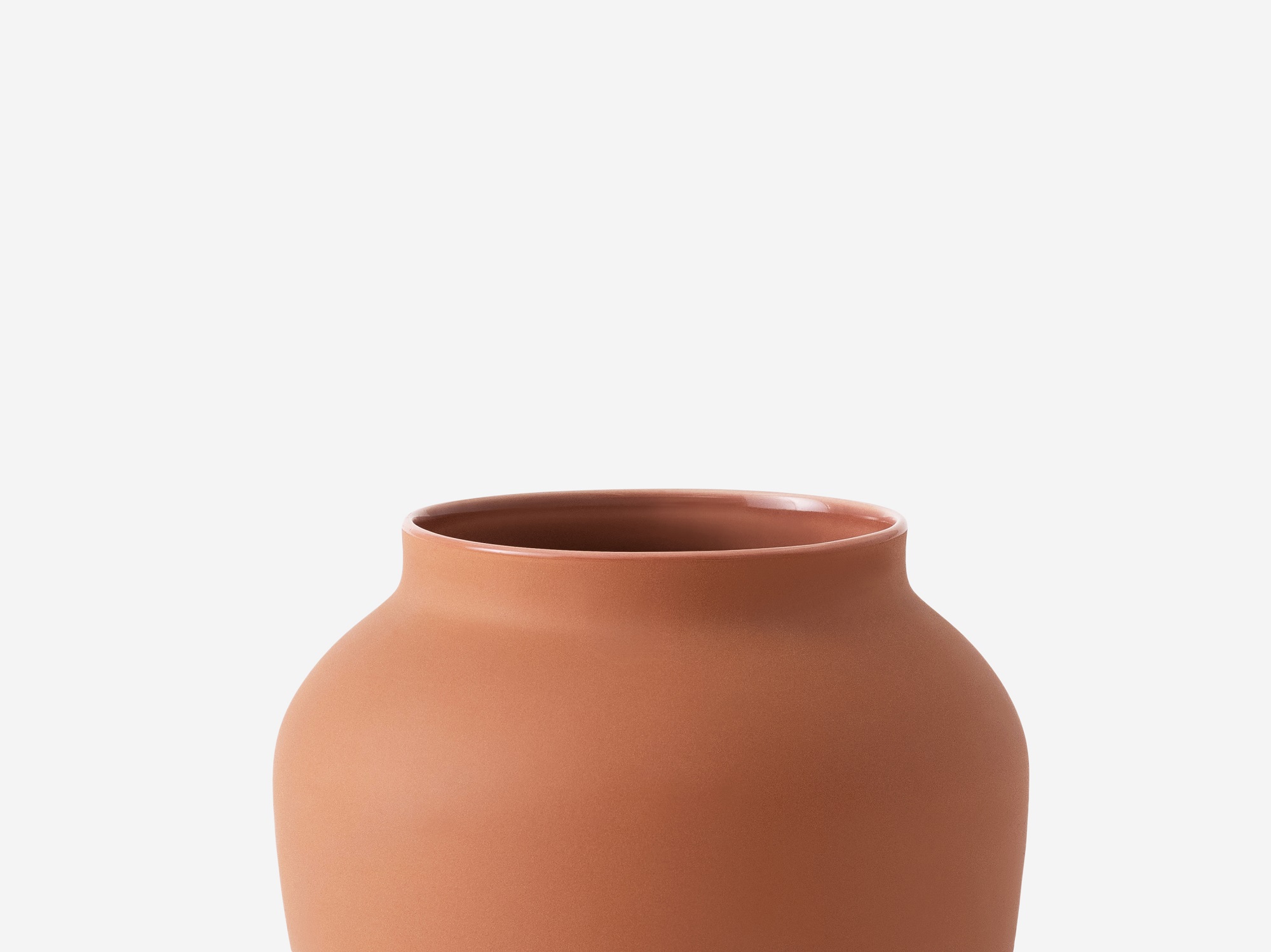 Detail view of small terracotta ceramic vase